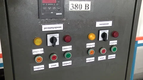 Control panel of the pumping filter station for water purification Stock Footage 103544469