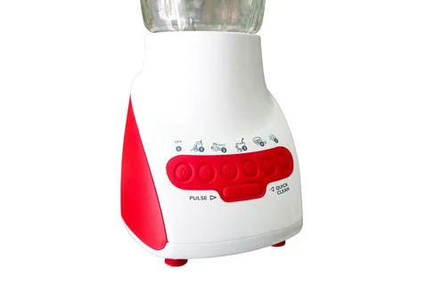 Control panel on a red and white electric blender Stock Photos