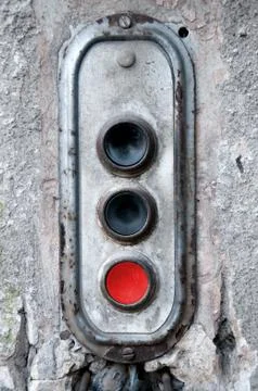Control panel with red button Stock Photos