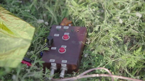 Control panel with red button. Slow motion Vídeos de archivo 163858950