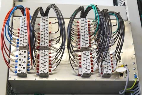 Control panel with relay protection devices Stock Photos