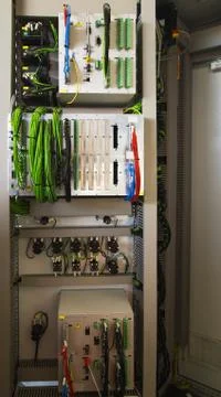 Control panel with relay protection devices Stock Photos