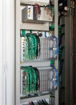 Control panel with relay protection devices Stock Photos