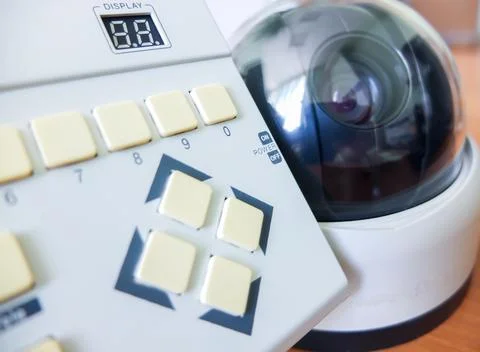 Control panel for rotating video cameras Stock Photos