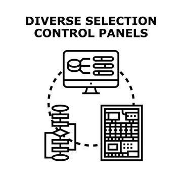 Control panel selection process for data management Stock Illustration