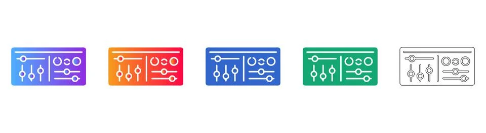 Control Panel Settings Icon Set with Sliders Illustrazione stock