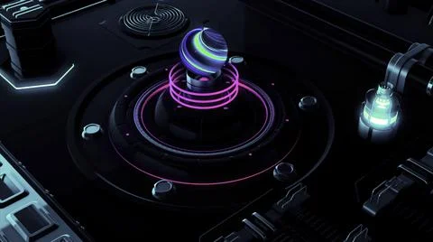 Control panel of a ship or aircraft with a beautiful abstract glowing details Illustration