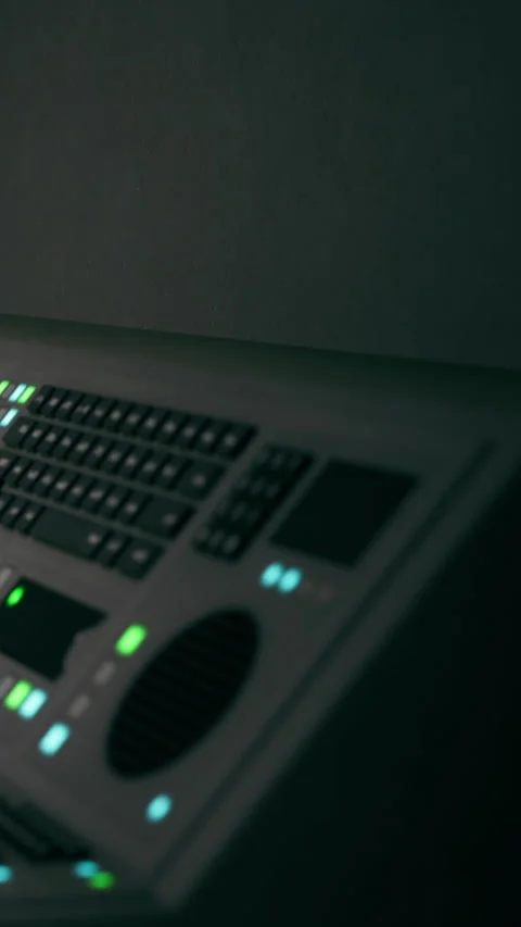 Control panel shows lights and buttons at an electronics studio Stock Footage 337951711