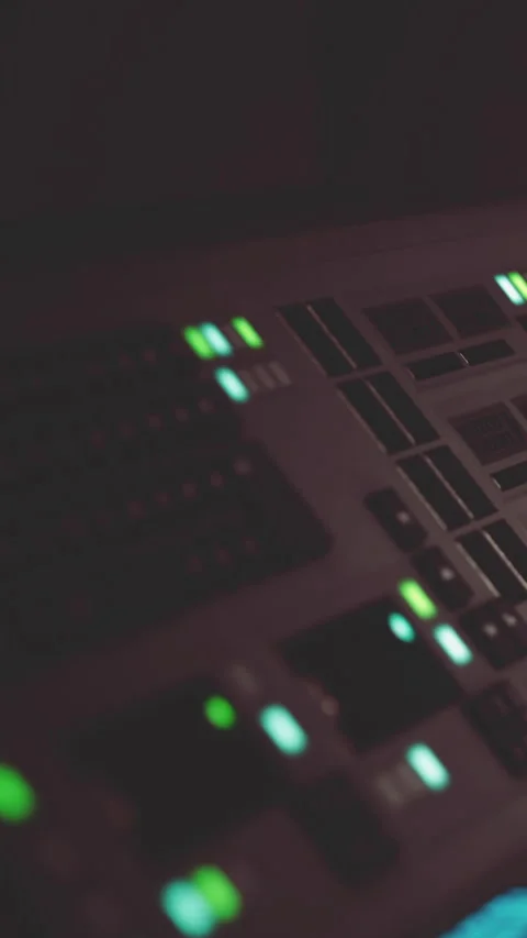 Control panel shows lights and switches in a studio or technical space Stock Footage 338388404