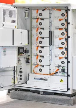 Control panel shows various pieces of electrical equipment and wiring insid.. Stock Photos