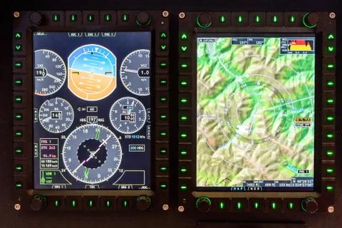 Control Panel of a small private jet Stock Photos