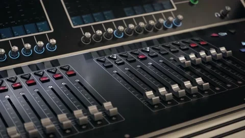 Control panel for stage, theater or concert hall lighting equipment Video stock 198517307