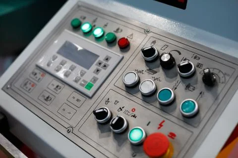 Control panel of surface grinding machine Stock Photos