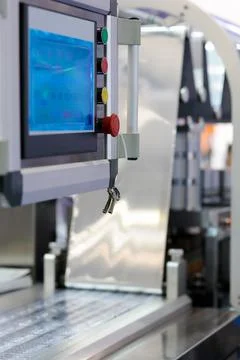 Control panel of tablet blister packing machine Stock Photos