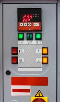 Control panel of Temperature control units Stock Photos