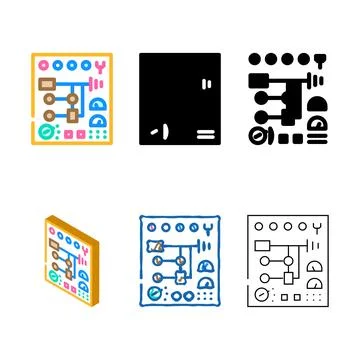 Control panel tool work color icon vector pack Illustrazione stock