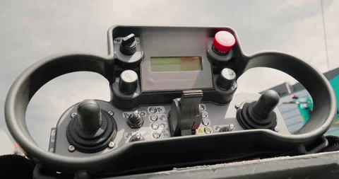 Control panel for truck crane and construction equipment. Innovative equipment. Video stock 138078305