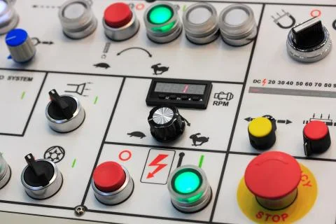 Control panel of turning machining center Stock Photos