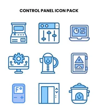 Control Panel Two Colour Graphics Icons Pack Stock Illustration