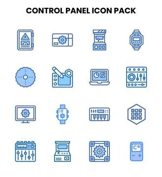 Control Panel Two Colour Icons Pack Stock Illustration