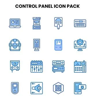 Control Panel Two Colour Icons Pack Stock Illustration