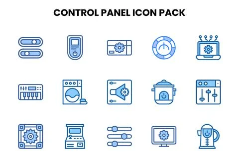 Control Panel Two Colour Set Icons Pack Stock Illustration