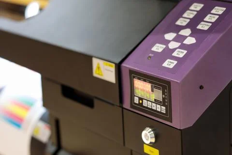 Control panel of UV large format printer Stock Photos