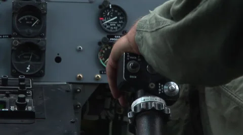 Control Panel while flying a Huey helicopter Stock Footage