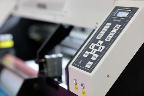 Control panel of wide format inkjet printer Stock Photos