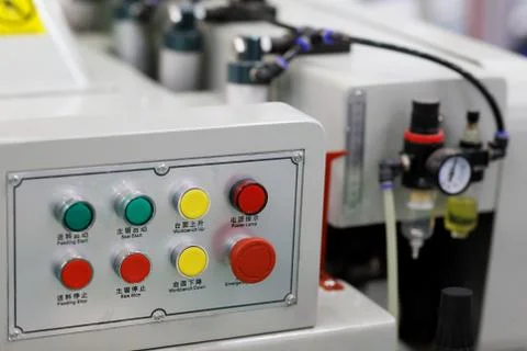 Control panel of woodworking machine Stock Photos