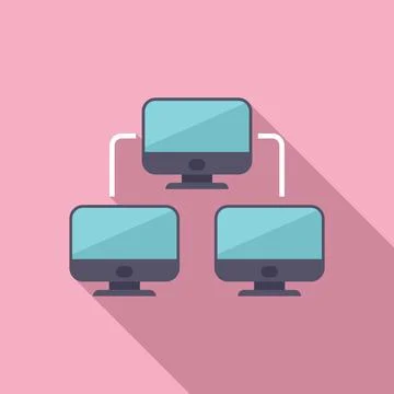 Control pc network icon flat vector. Data system Stock Illustration