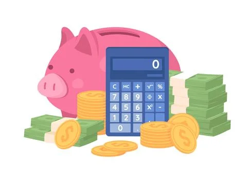 Control personal finance semi flat color vector objects Stock Illustration