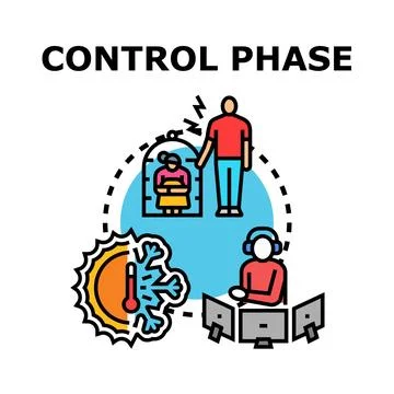 Control phase concept illustrating restriction temperature and remote manag.. 库存插图