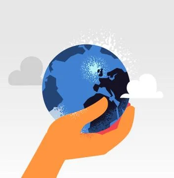 The control of planet earth in one hand Stock Illustration