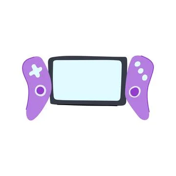Control portable gaming device cartoon vector illustration Illustrazione stock