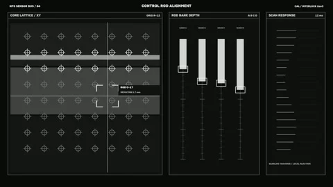 Control Rod Alignment HUD Seamless Loop Stock Footage 342557887