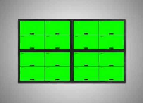 Control Room 16 cctv Video Walls Stock Illustration