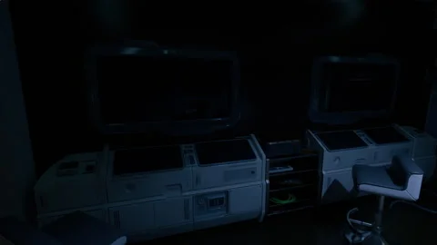 Control room in an advanced space station during night hours Video stock 304509576
