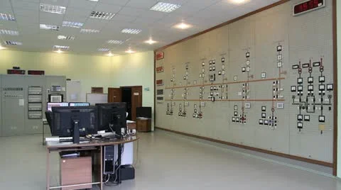 Control room of the Kolyma hydroelectric Stock Footage 12387189