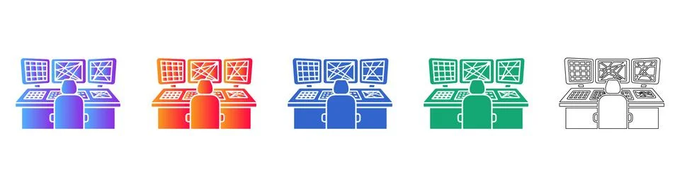 Control Room Operator Station Graphics Stock Illustration
