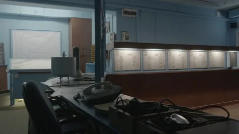 Control room of radar station Stock Footage 159415821