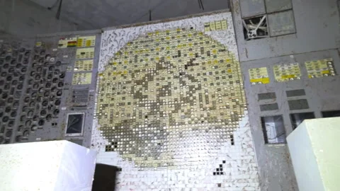 Control Room Of Reactor 4 - Chernobyl Nuclear Power Plant - 1986 Catastrophic Stock Footage 315504960