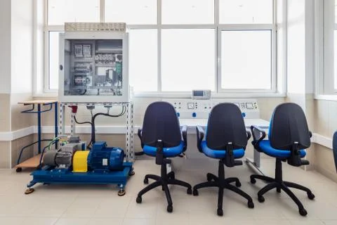 Control room with various instruments. Foto stock