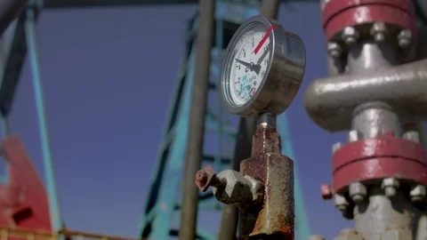 Control sensor in the background of the pumping station Stock Footage 95679961