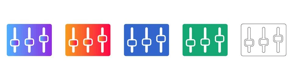 Control Settings and Audio Equalizer Icons Stock-Illustration