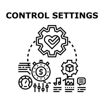 Control settings concept with preferences and adjustments Illustrazione stock