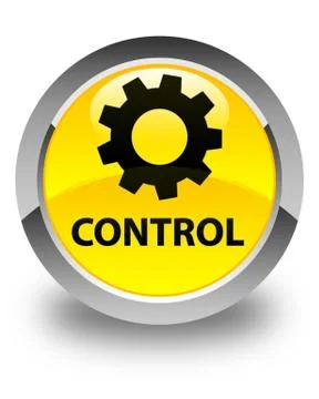 Control (settings icon) glossy yellow round button Stock Illustration