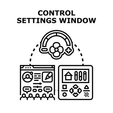 Control settings window managing smart home customization Stock Illustration