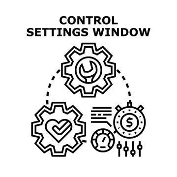 Control settings window showing system management process Stock Illustration