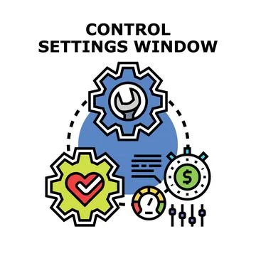 Control settings window showing system management process Stock Illustration